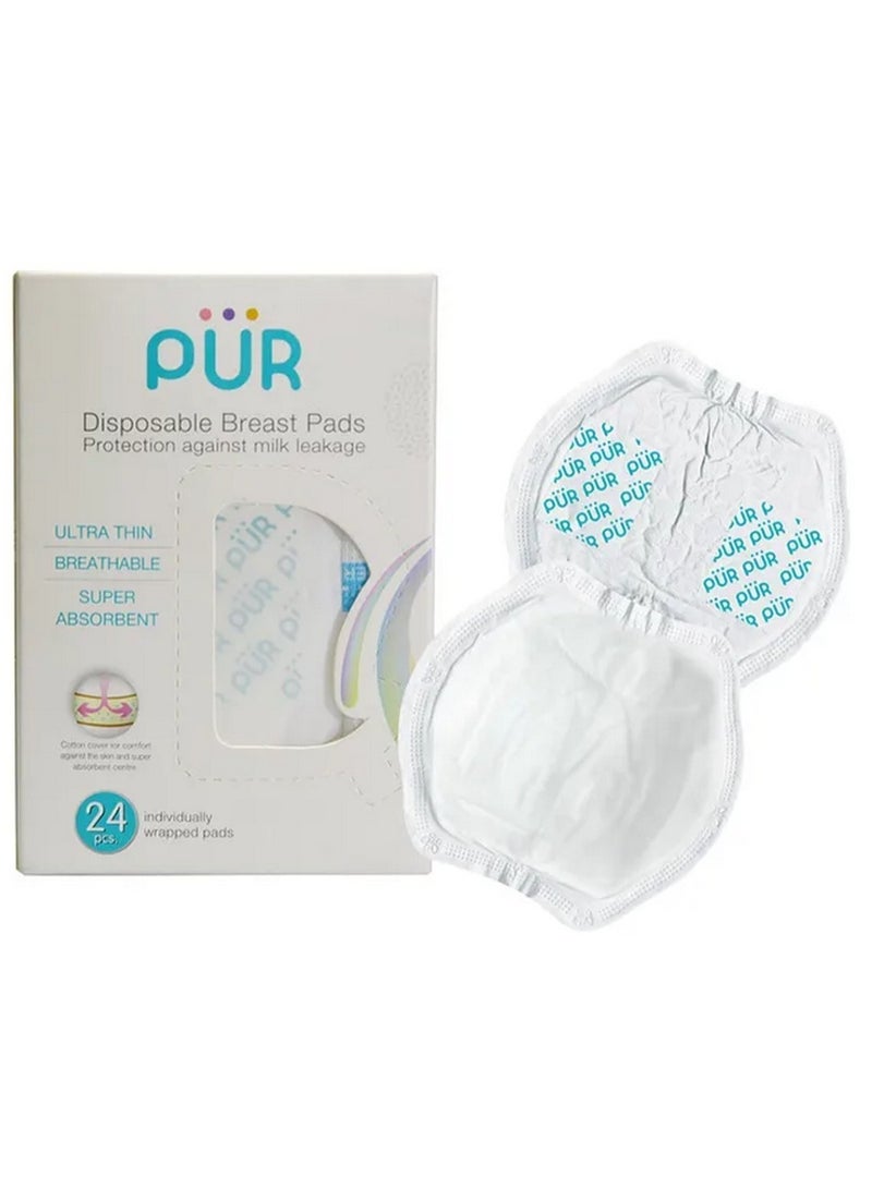 بور فوط صدر للاستخدام مرة واحدة، حماية من تسرب الحليب، غطاء قطني رقيق للغاية، يسمح بمرور الهواء، فائق الامتصاص، 24 قطعة - Image 1